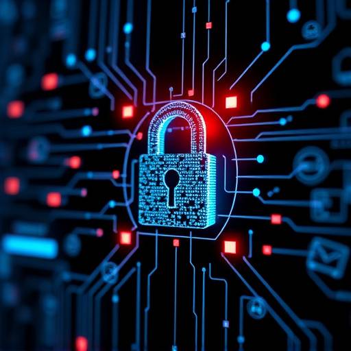 Cybersecurity course image displaying a digital lock and network security icons.