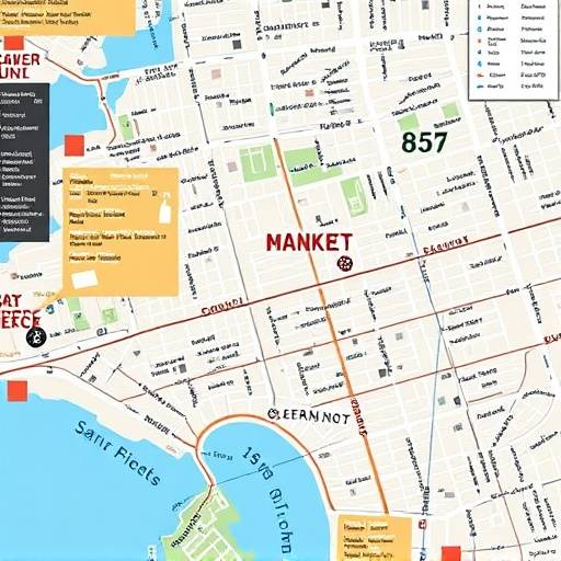 Map of San Francisco highlighting the location of NovaLearn at 555 Market Street.